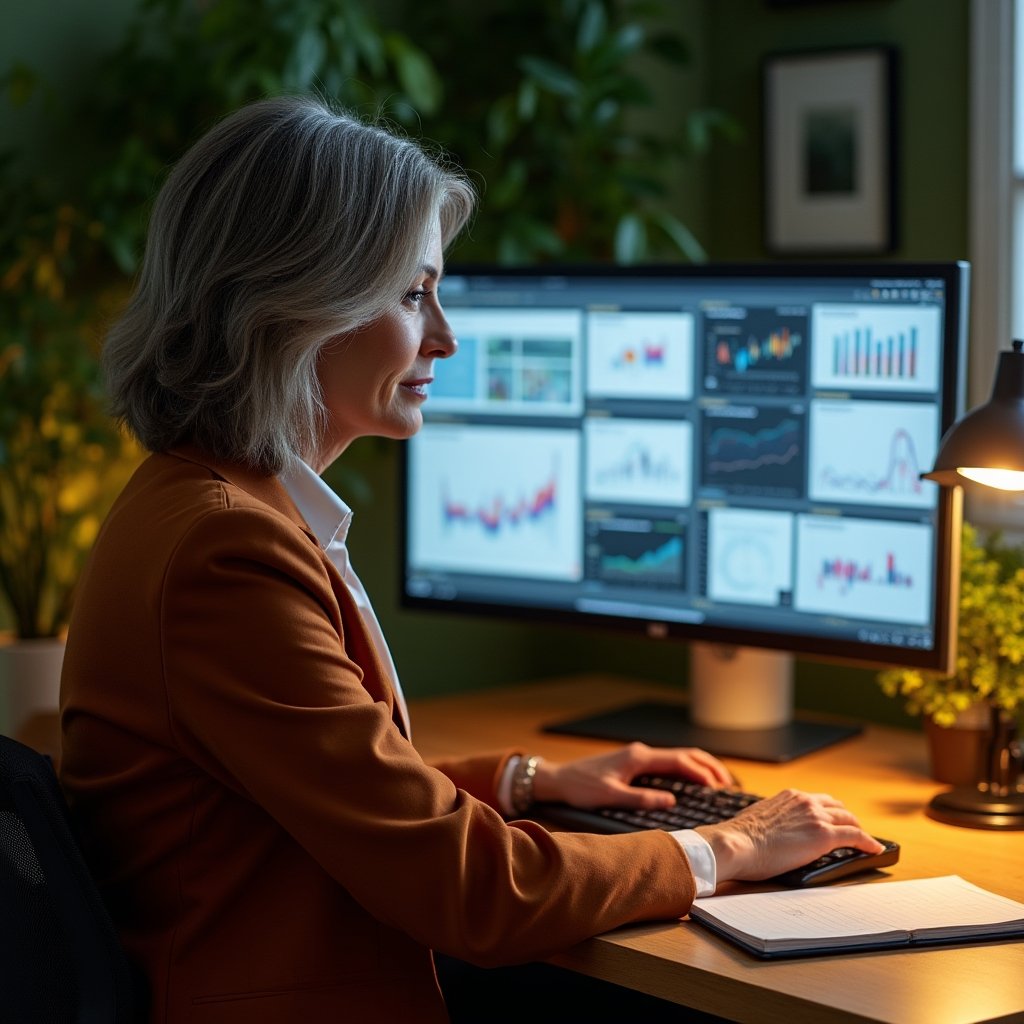 Giornalista che analizza dati di campagne pubblicitarie digitali